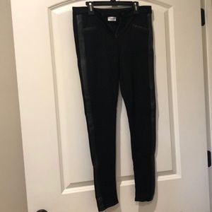 Black Leather Trimmed Pants